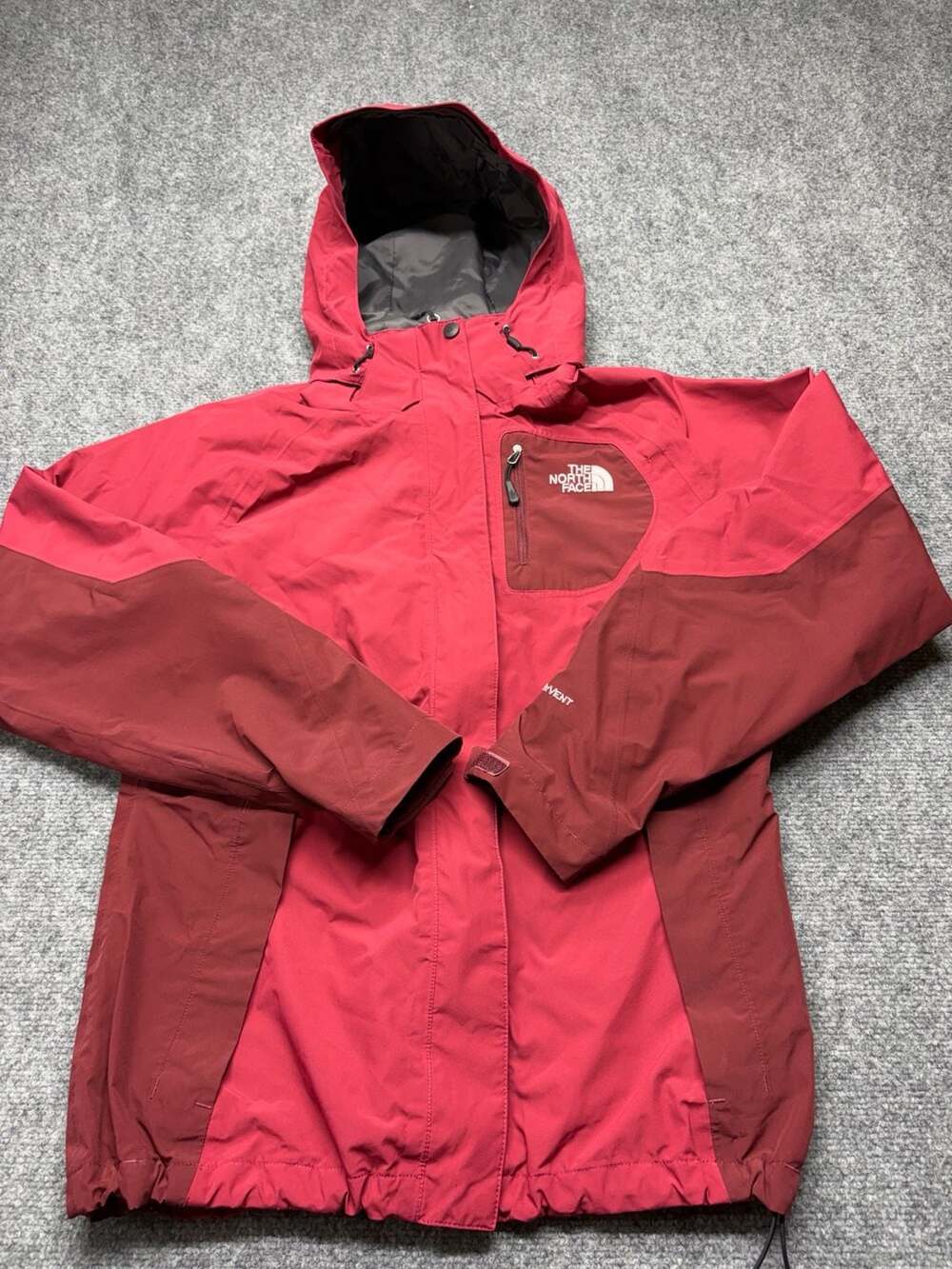 THE NORTH FACE Jacket Womens Large burgundy  Red HyVent Waterproof Rain Coat